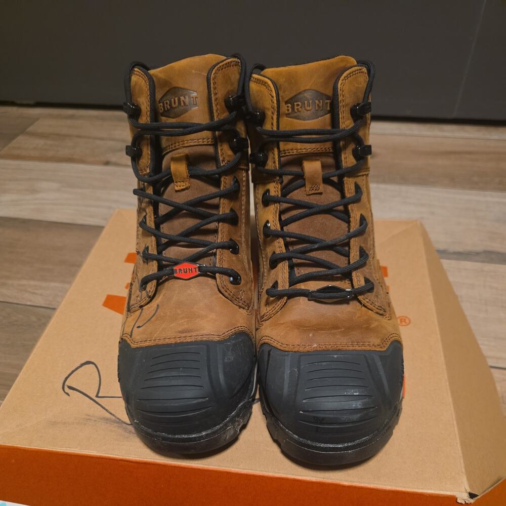 Brunt the Perkins Men's Size 10.5 Comp Toe Waterproof 6"Durable Work Boots Brown